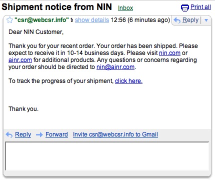 nin cd shipped